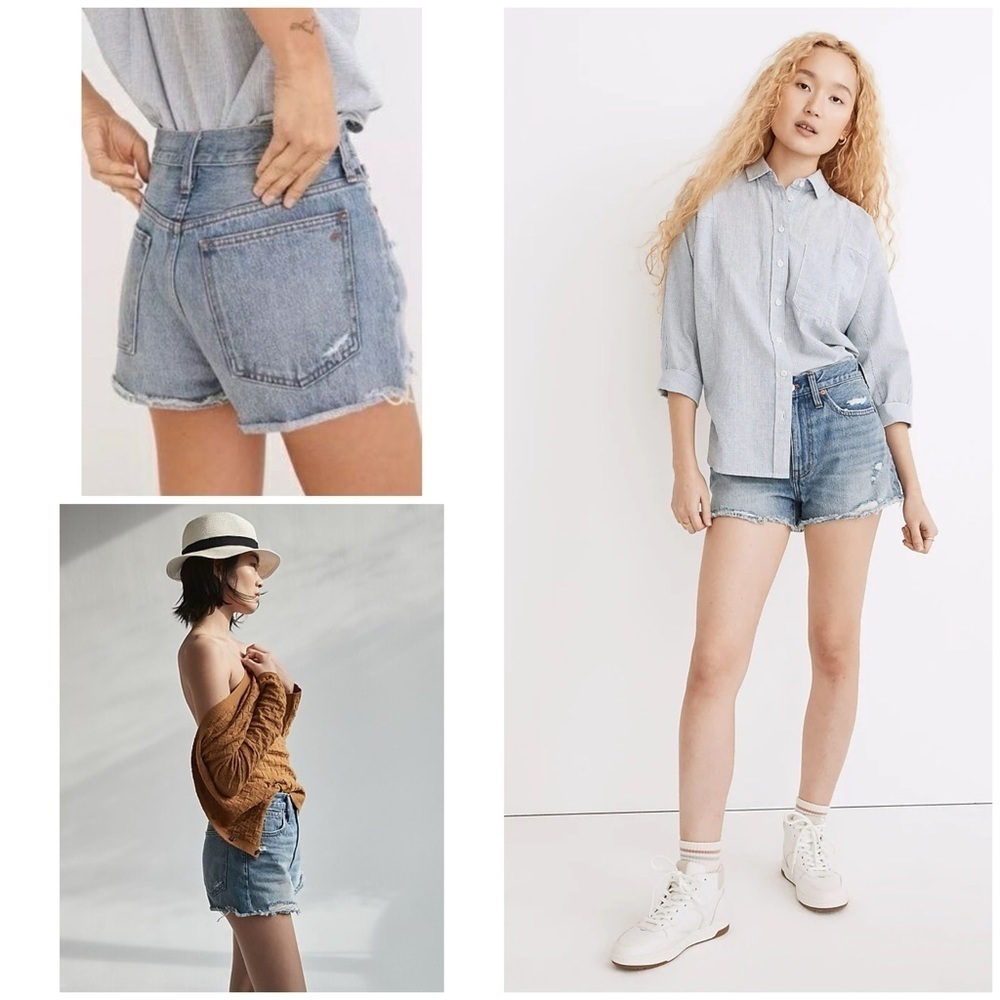 Madewell Relaxed Renfield Wash Destructed Edition Distressed Denim Shorts 26
